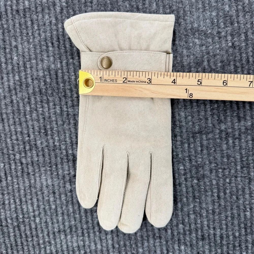 Lizden Womens Large Tan Suede Leather Gloves Acrylic Knit Lined Winter